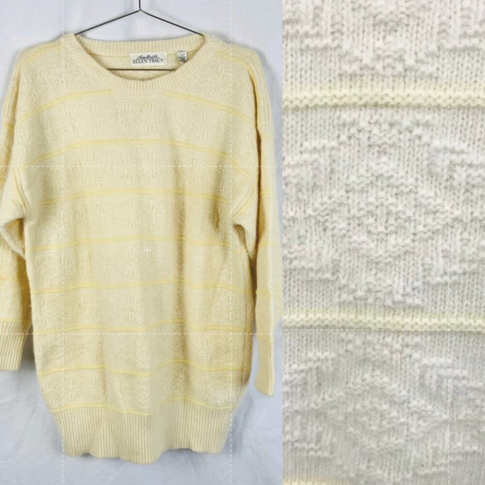 VTG Ellen Tracy Womens Chucky Sweater Size M Angora Cottagecore Grandma Lux